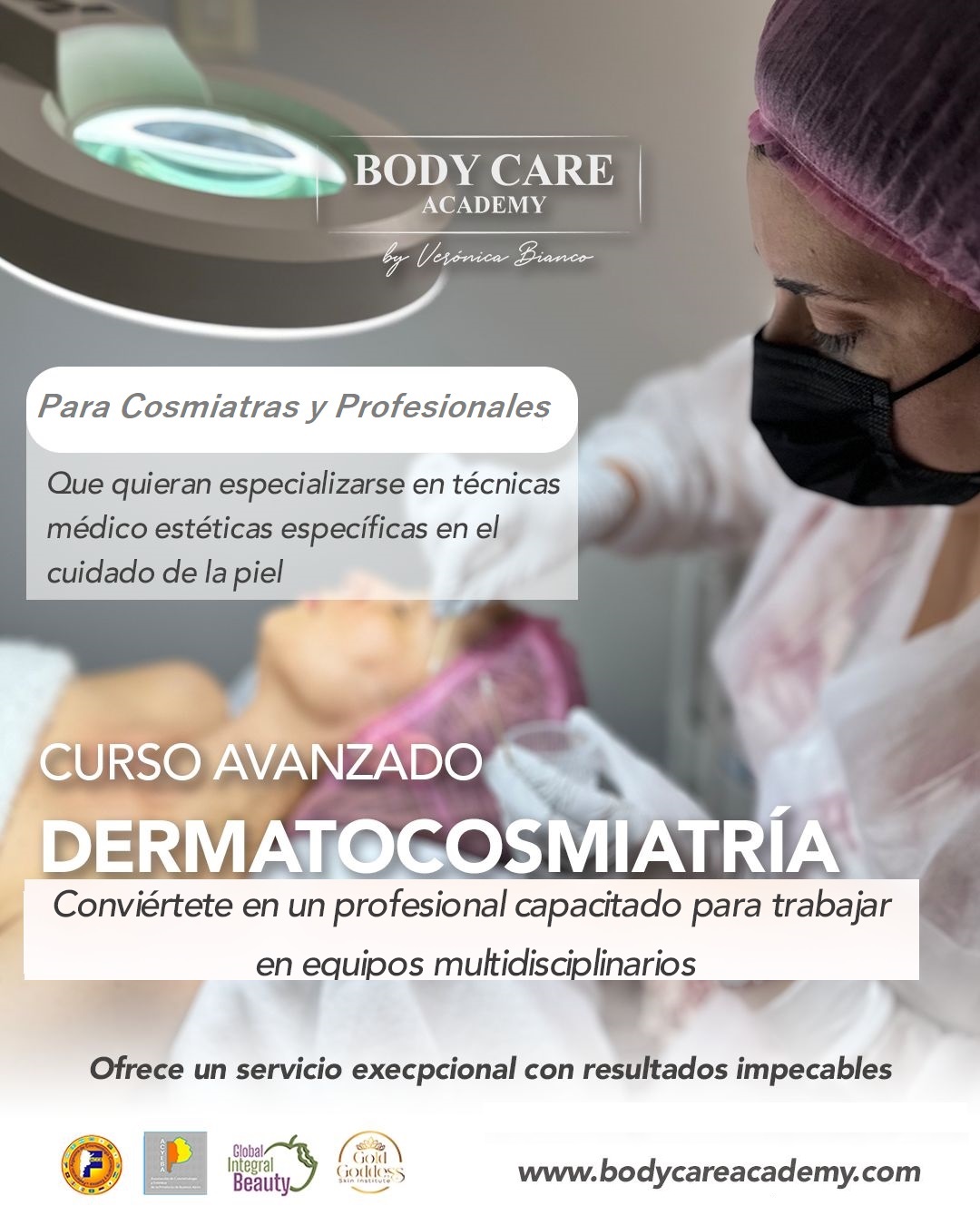 Es tu momento de brillar en el mundo de la estética!
𝘽𝙐𝙎𝘾𝘼𝙈𝙊𝙎 𝘾𝙊𝙎𝙈𝙄𝘼𝙏𝙍𝘼𝙎 que quieran especializarse en técnicas médico estéticas específicas en el cuidado de la piel
Potencia tu carrera y conviértete en un referente en belleza preparado para atender pacienres que vienen de un tratamiento médico.
Nuestro curso de 𝘿𝙀𝙍𝙈𝘼𝙏𝙊𝘾𝙊𝙎𝙈𝙄𝘼𝙏𝙍Í𝘼 te permitirá dominar las técnicas más innovadoras y especializadas en cuidado de la piel y el cuerpo.
Amplía tus conocimientos y habilidades para ofrecer a tus clientes un servicio excepcional con resultados impecables.
Aprende de los mejores expertos y líderes de la industria en Argentina.
Body Care Academy, formación profesional
